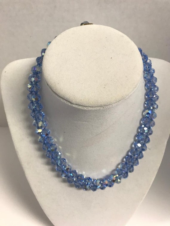 Vintage Blue Glass Bead Necklace - image 5