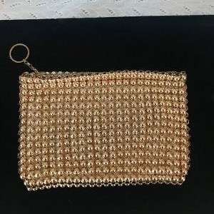 Rare Gold-Colored Mesh Whiting and Davis Clutch Purse