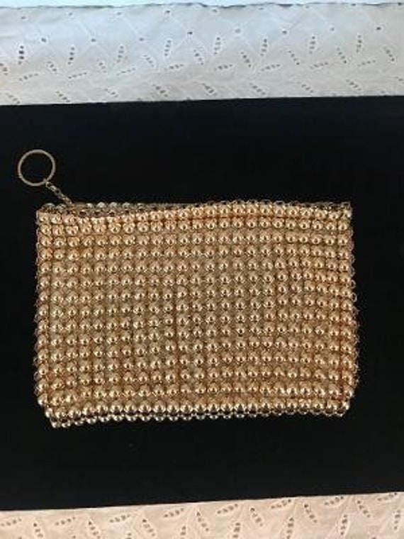 Rare Gold-Colored Mesh Whiting and Davis Clutch P… - image 1
