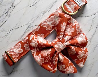 Rust Orange Floral Lady Bow
