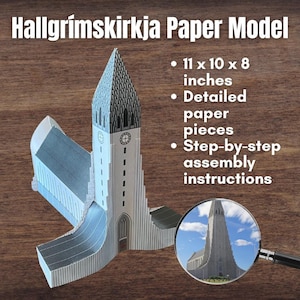 3D Papiermodell HALLGRIMSKIRKJA in Reykjavík ISLAND Diorama Kirche mit Anleitung