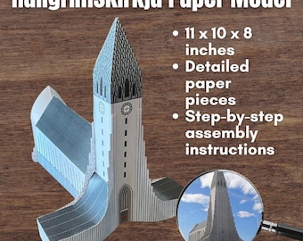 3D Paper Model HALLGRIMSKIRKJA in Reykjavík ICELAND Diorama Church w/Instructions