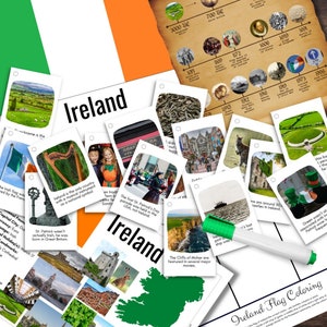 IRLAND Irish Information Poster, Fun Facts Karten, Geschichte Timeline & Flagge