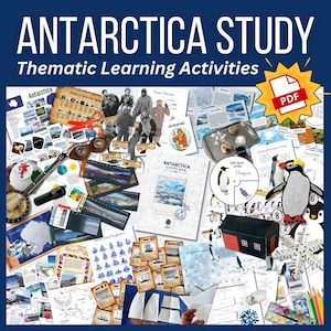 ANTARCTICA Activity Book: South Pole Continent Study Bundle | Expeditions, Seals, Penguins, Glaciers, Snowflakes *Digital*