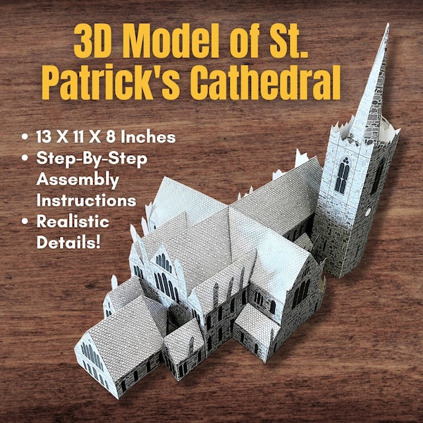 3D Paper Model ST. PATRICK'S Cathedral Dublin Diorama Church IRELAND w/Instructions