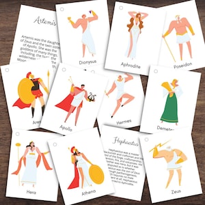 GREEK Olympian Gods Ancient Greece Illustrated Info Ring Cards *12 Different Cards*