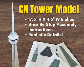 CANADA 3D Paper Model CN Tower Landmark Toronto Ontario Diorama w/Instructions