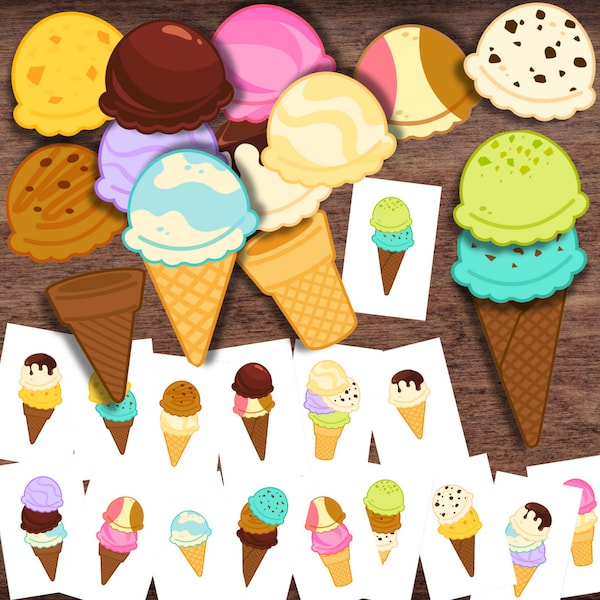 Montessori-Inspired ICE CREAM Gelato Matching Activity - Pattern Recognition