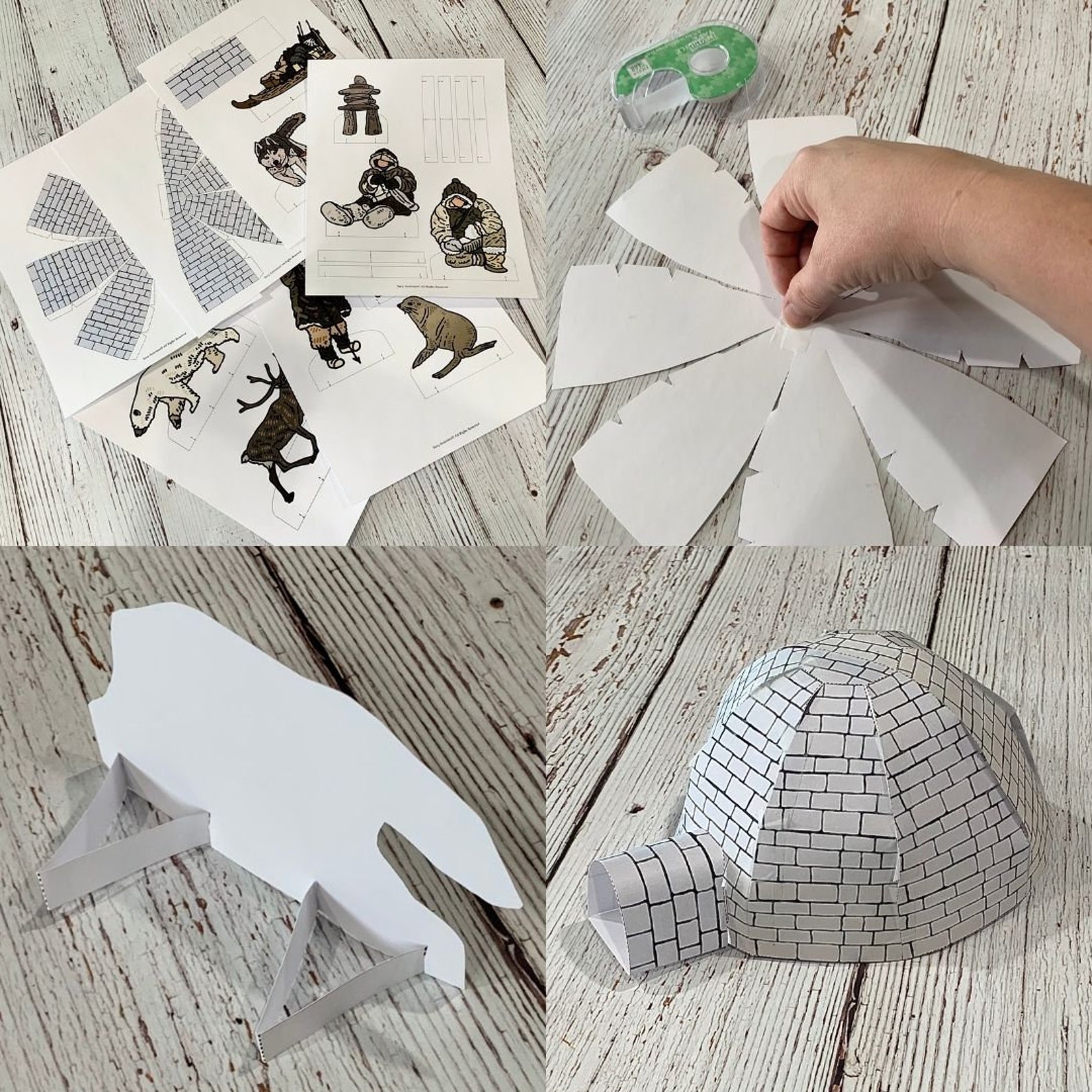Jak Zrobić Igloo Z Papieru Interactive 3D Paper Igloo Arctic Diorama Scene w/Inuit - Etsy España