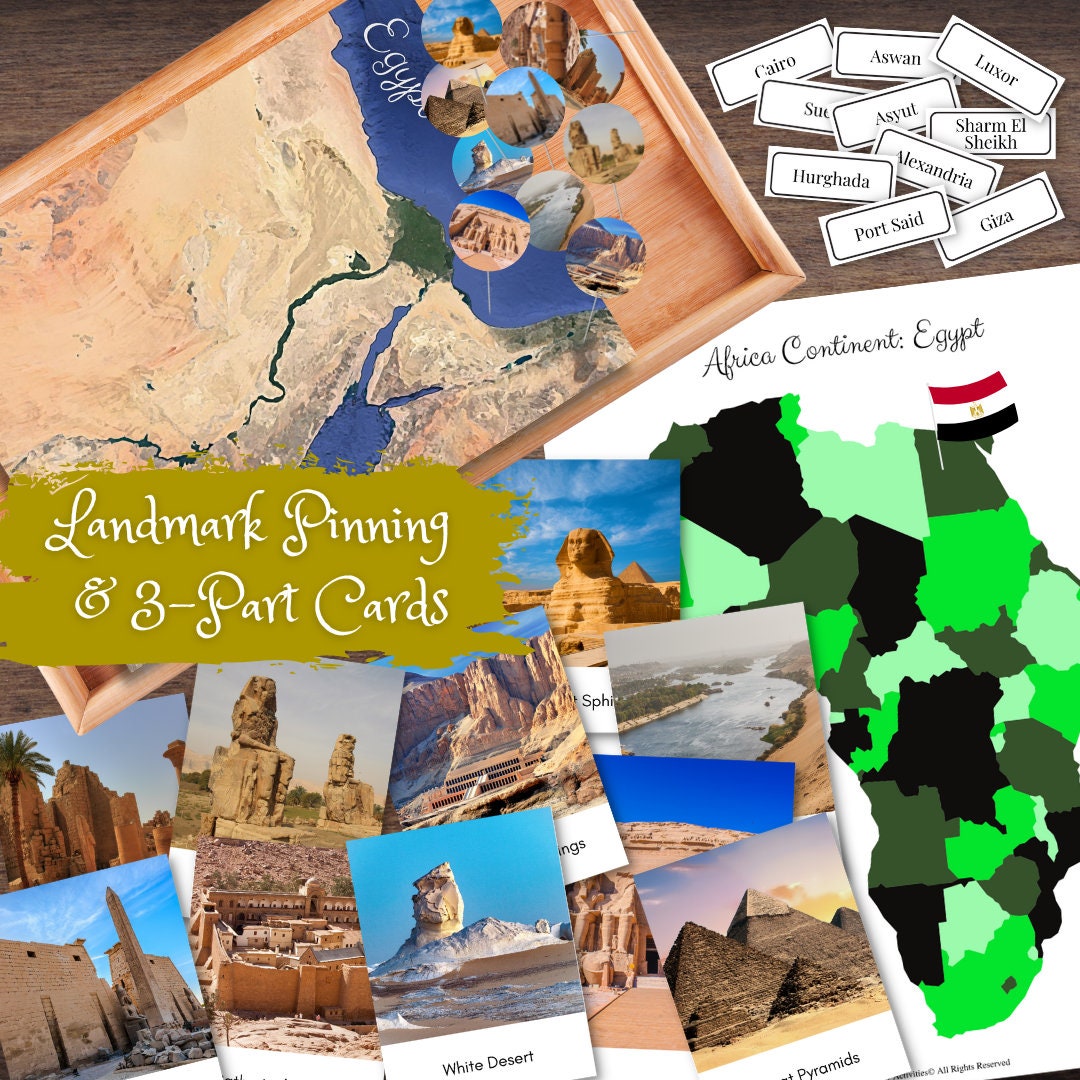 EGYPT Ancient Egyptian Geography Landmarks, Regions, Cities Map AFRICA