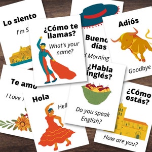 SPAIN Spanish España Language Phrase FULL COLOR Flash Cards