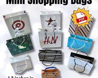 Mini Shopping Bags | Designer Retail Therapy | Dollhouse & Holiday Elf Prop Kit