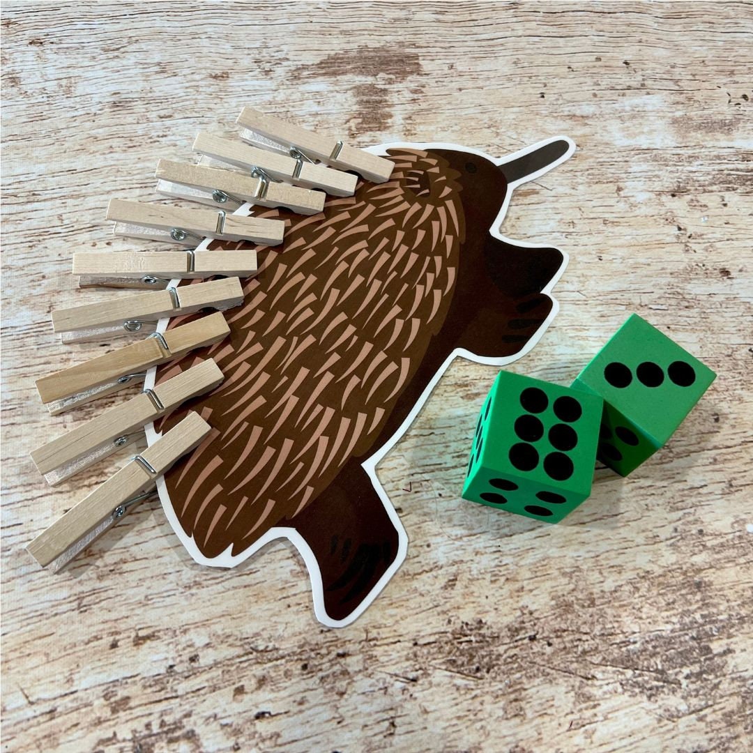 Montessori-inspired Australia ECHIDNA Counting Clothespins Numbers ...