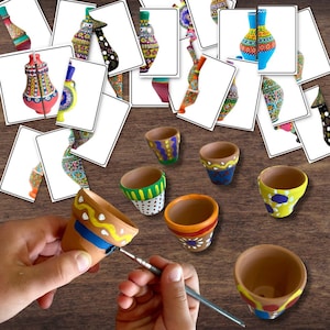 EGITTO Vaso egiziano Kolla in ceramica artigianale tradizionale e biglietti coordinati a colori