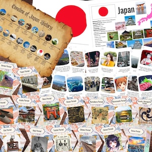 Montessori-inspirierte JAPAN Japanisch Studie Fun Fact Karten Geschichte Timeline & Info Poster ASIEN