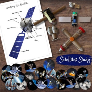 Affiche satellite sur le thème de l'ESPACE, cartes assorties et activité manuelle