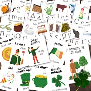 IRLANDA Alfabeto gaelico irlandese con frasi in lingua, mini libro La storia di San Patrizio