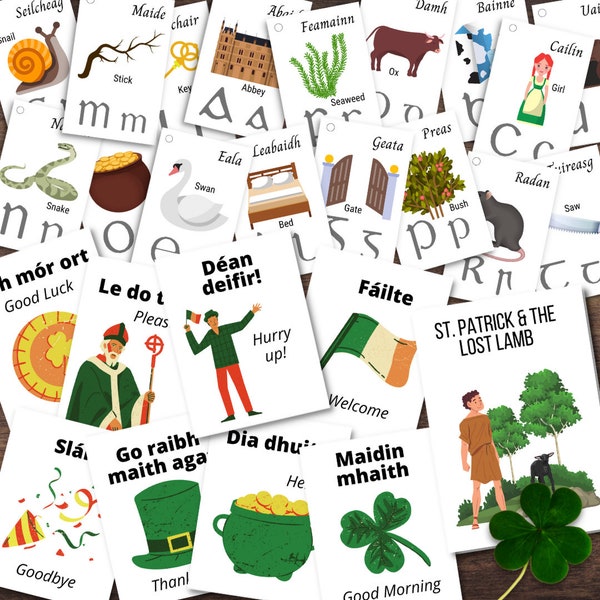 IRELAND Irish Gaelic Alphabet Phrase Language Cards Mini Book St. Patrick's Story