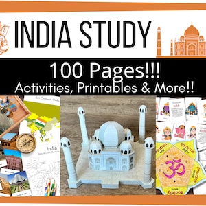 INDIA Cultural Country Asia Continent Study Educational Activity BUNDLE *100 Pages!* Taj Mahal Model