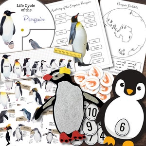 Antarktis PINGUIN Lernkartei Habitat Messen Filzpuzzle Zählen