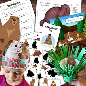 GROUNDHOG DAY-activiteiten - Punxsutawney Phil-verhaal, hoed, pop-upbekerknutsel, anatomie, schaduwexperiment en matchen