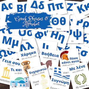Tarjetas didácticas y tarjetas de idioma del alfabeto GRIEGO de Grecia - A TODO COLOR