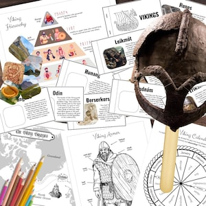 VIKING NORSE Zivilisationen Flipbook, Kalender, Rüstung, Hierarchy & Exploration Map Aktivität