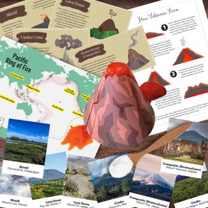 Montessori-inspirierte STEM Vulkan Studie | Karteikarten, Wissenschaftliches Experiment & Poster