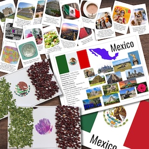 MEXIKO Mexikanisches Informationsposter, Fun Facts Karten, Flagge & Flaggenhandwerk