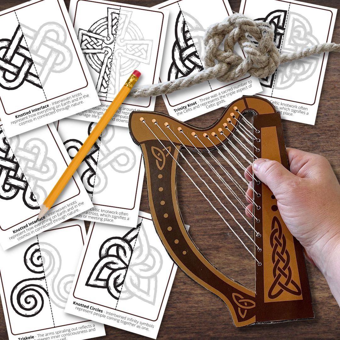 IRELAND Irish CELTIC Harp Craft, Knot and Tracing Designs Activity Etsy