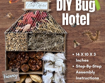 Patrón de HOTEL DE INSECTOS y plantilla imprimible decorativa con instrucciones paso a paso
