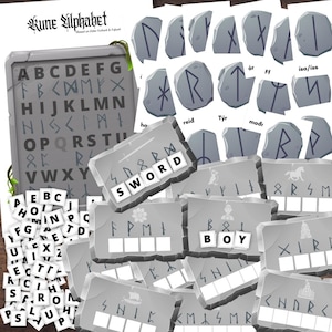 Cartões de atividade de correspondência de runas nórdicas antigas VIKING Futhark codificação ortografia