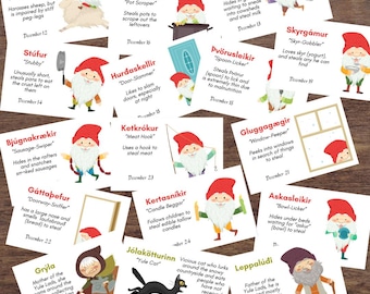 ICELAND Scandinavia YULE Lads, Grýla, Leppalúði & Jólakötturinn Illustrated Flash Cards