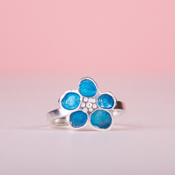 Forget Me Not Enamelled Ring.