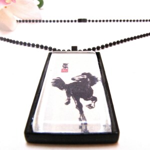 Majestic Horse: Chinese Brush Painting Pendant-CUSTOM ORDER-Horse Lover, Animal Lover