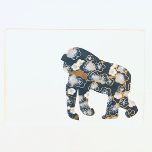 Handmade Washi: Powerful Gorilla - Blank 5&quot; x 7&quot; Card- Deluxe Card- Can be Framed- Monkey - Jungle Animal- Nature