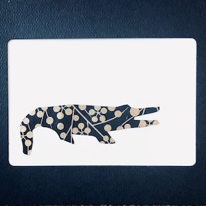 Washi: Sneaky Crocodile- Blank 5&quot; x 7&quot; Card- Silhouette Handmade Deluxe Card- Can-be-Framed- Jungle- Birthday- Nature Card