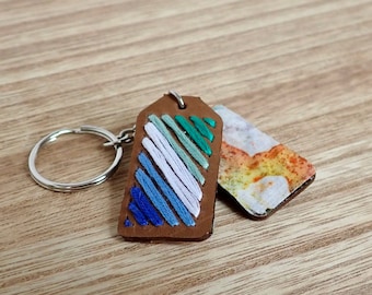 Gay Pride Flag Embroidered Leather Keychains, MLM Gay Pride, LGBTQIA+ Accessories, Gifts Under 20, Gender Neutral Accessories