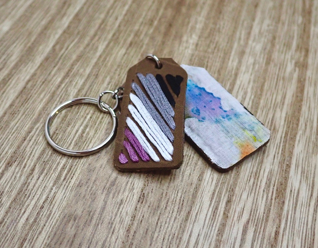 Asexual Pride Flag Embroidered Leather Keychains, Ace Pride, LGBTQIA+ ...