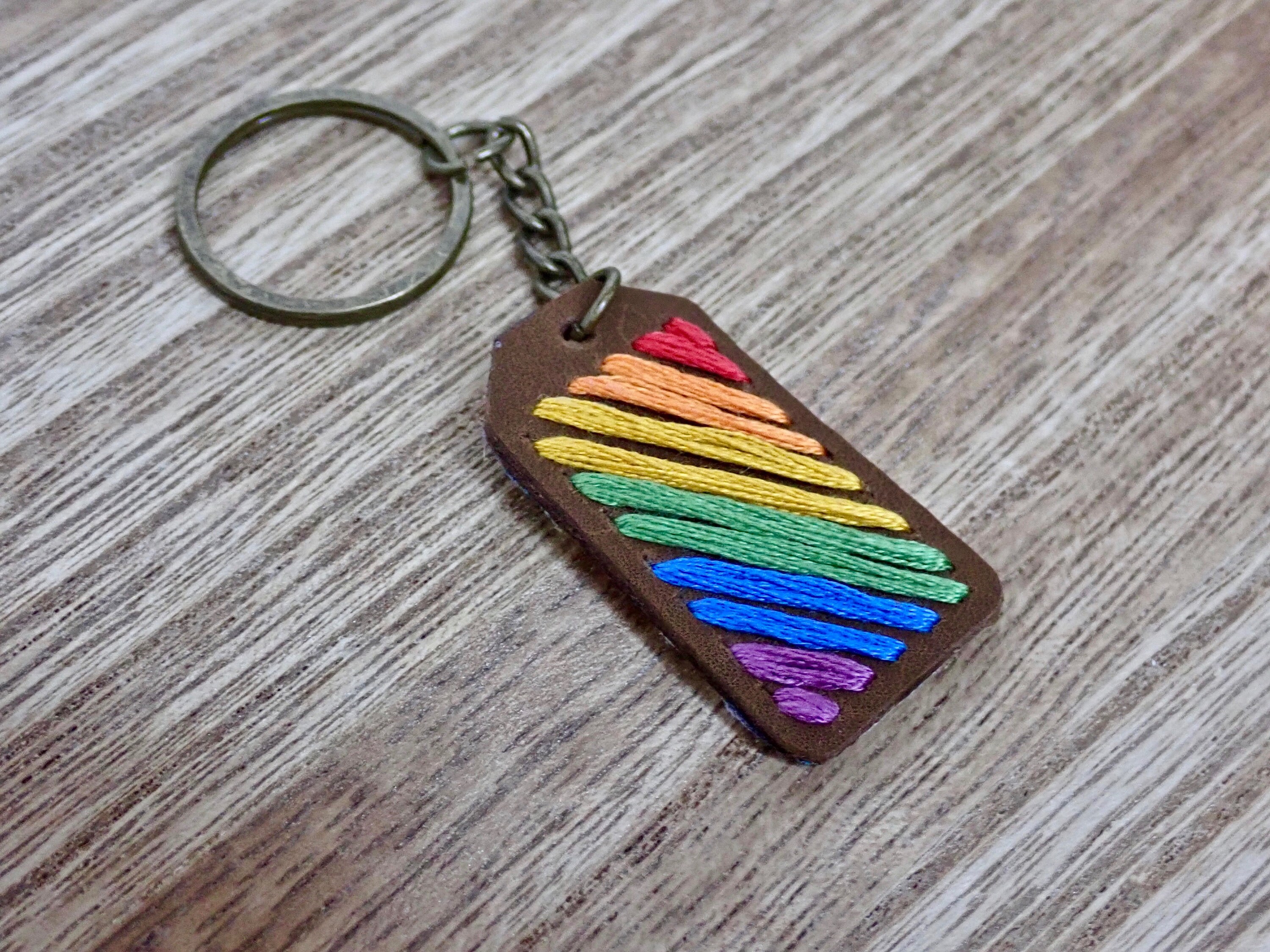 Pride Flag Embroidered Leather Keychains, Gay Pride, LGBTQIA ...