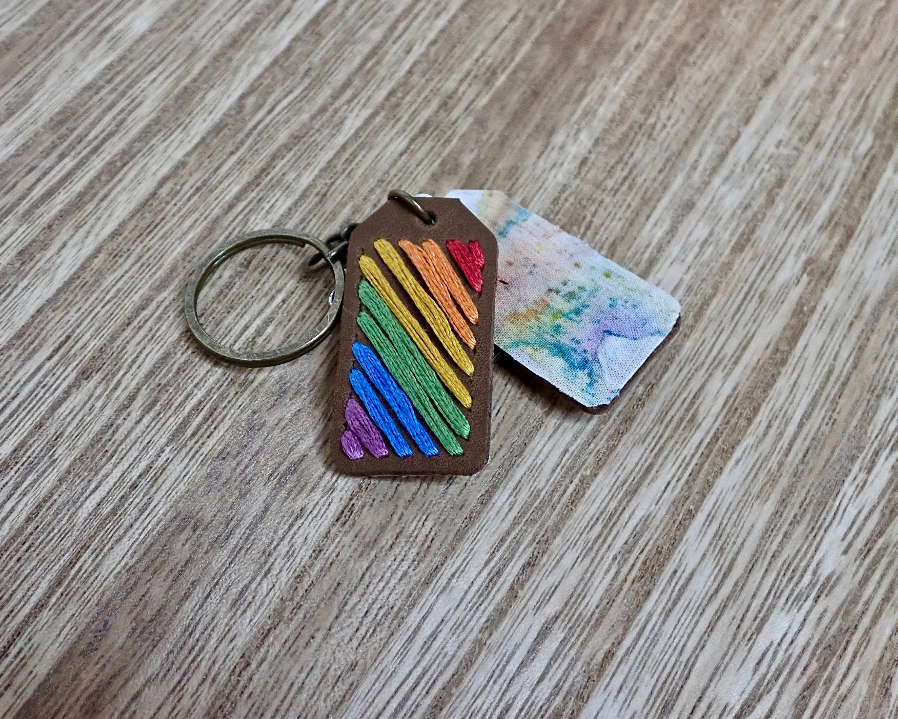 Pride Flag Embroidered Leather Keychains, Gay Pride, LGBTQIA+ ...