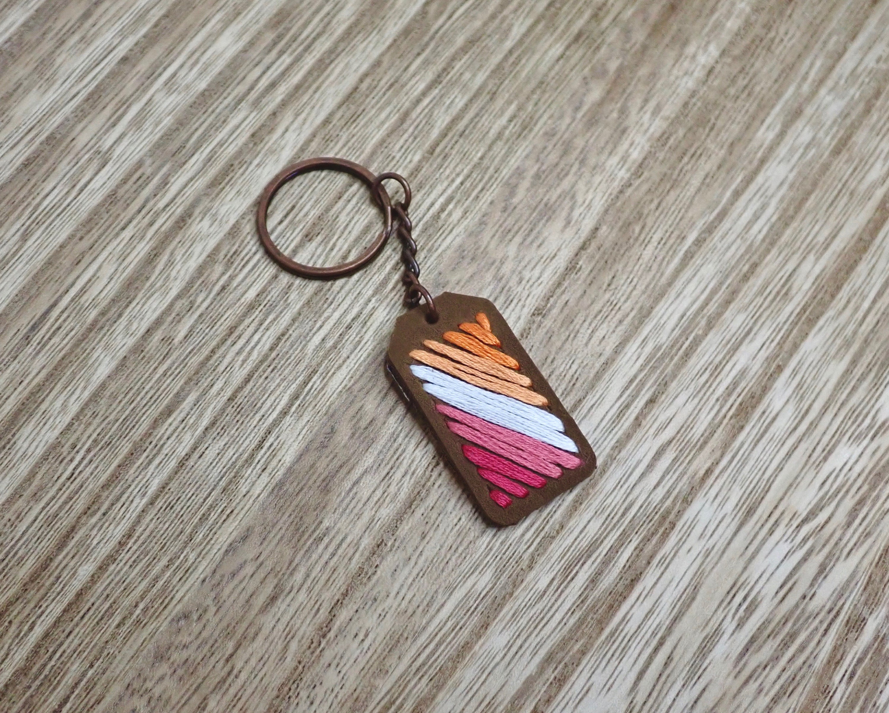 Lesbian Pride Flag Embroidered Leather Keychains, Gay Pride, LGBTQIA+ ...