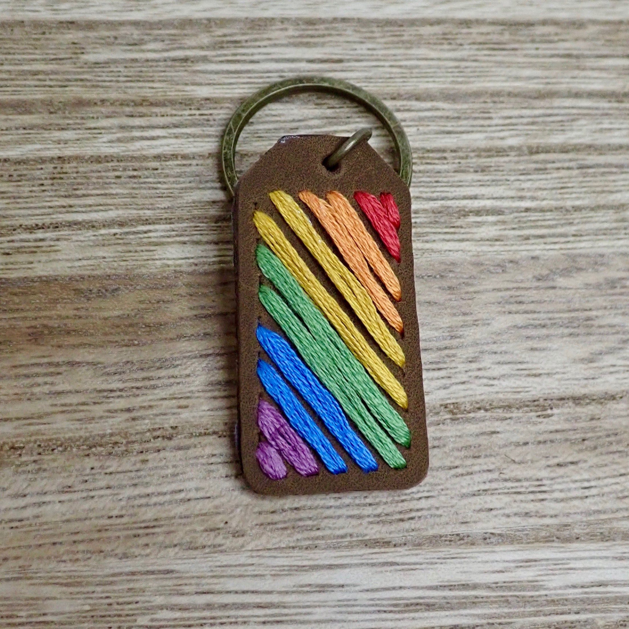 Pride Flag Embroidered Leather Keychains, Gay Pride, LGBTQIA ...
