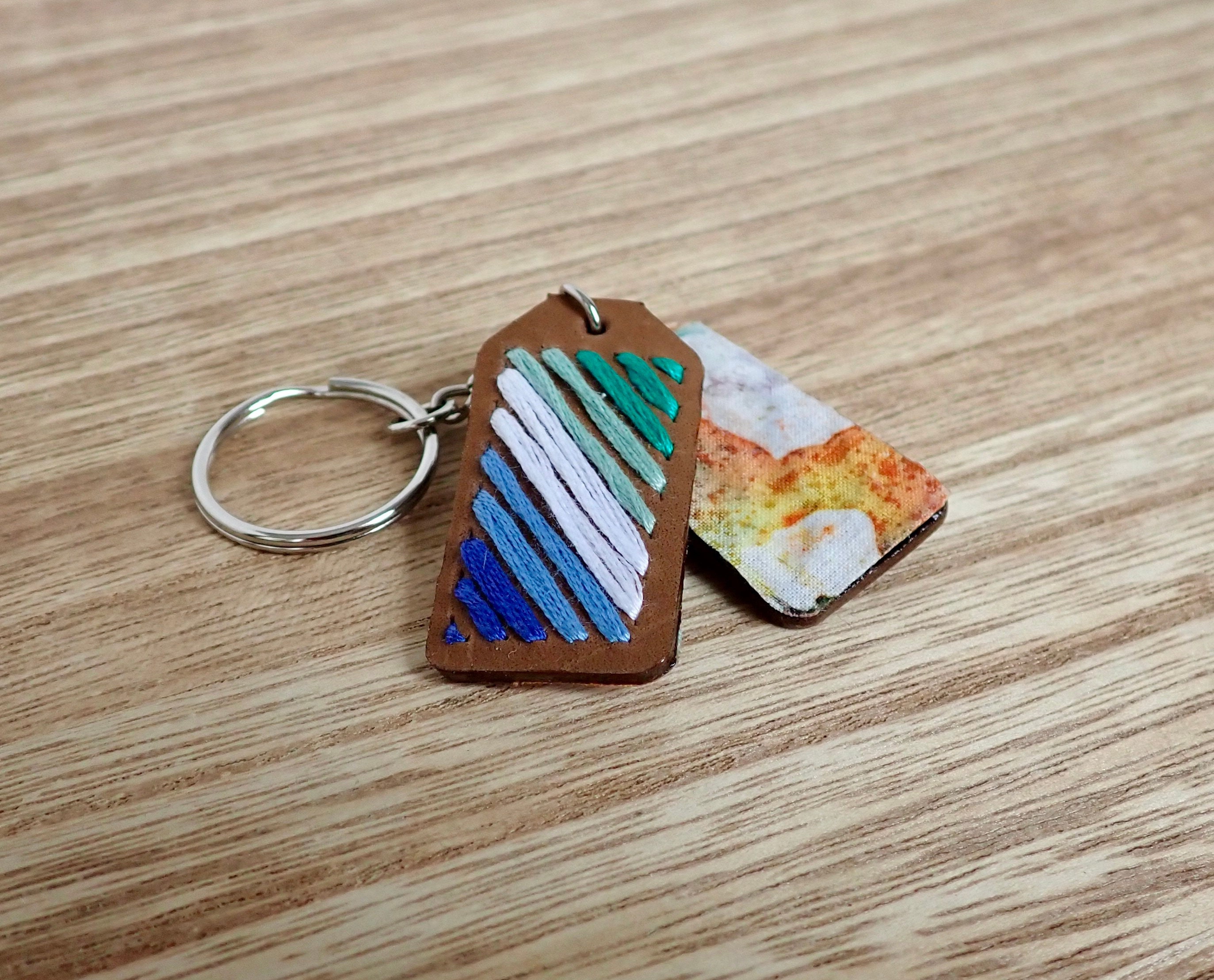 Gay Pride Flag Embroidered Leather Keychains, MLM Gay Pride, LGBTQIA+ ...