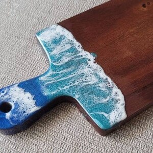 Ocean Resin Mini Cheese Board, Ocean Resin Art, Wedding Gift, Engraved Cheese Platter