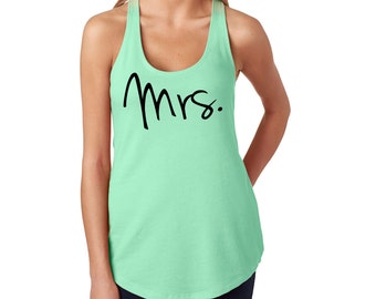 Wedding Gym Clothes, Mrs. Exercise Tank - Work Out Shirt- Exercise Clothes, Mrs Tank Top