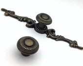 Vintage Look Drawer Pull Knob Back Plate Drawer Pulls Backplate Rustic Cabinet Pull Handles Dresser Knob Antique Bronze Lynns Graceland
