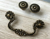 3.75 quot Vintage Style Bail Drawer Pulls Handle Knob Floral Antique Bronze Drop Cabinet Pull Swing Handles Dresser Pulls 96 mm LynnsGraceland