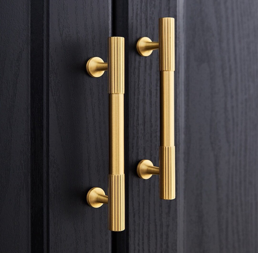 Brass Drawer Pulls Knurled Brass Solid Cabinet Pulls Knobs - Etsy