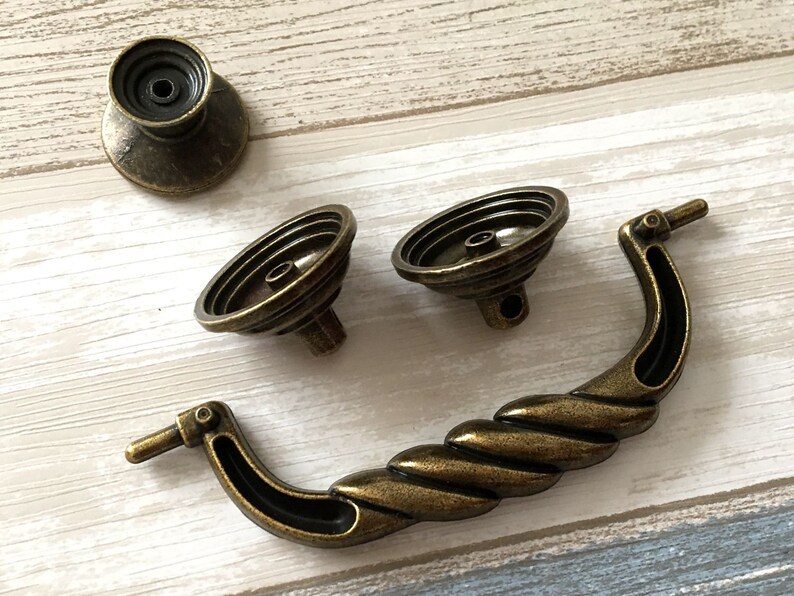 4.5/" HOC Antique Bronze drawer dresser drop bail handle vintage pulls 4 1//2/"